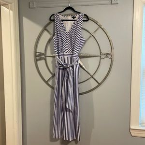 J Crew Blue/white striped cotton jumpsuit (fully lined)